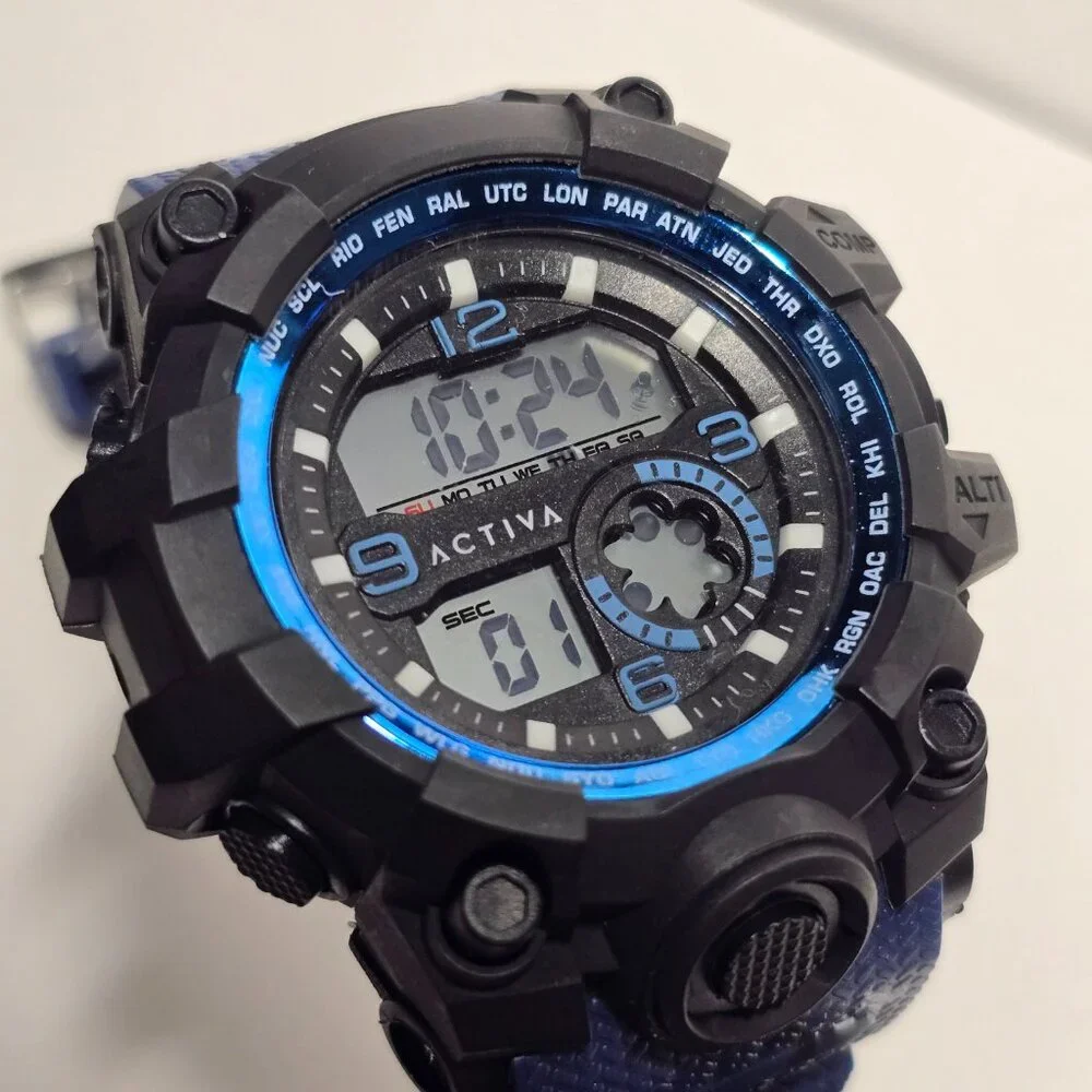 Activa Endurance X Invicta Men's Digital Watch - 54.5mm. Blue Camo (ACW435-003)